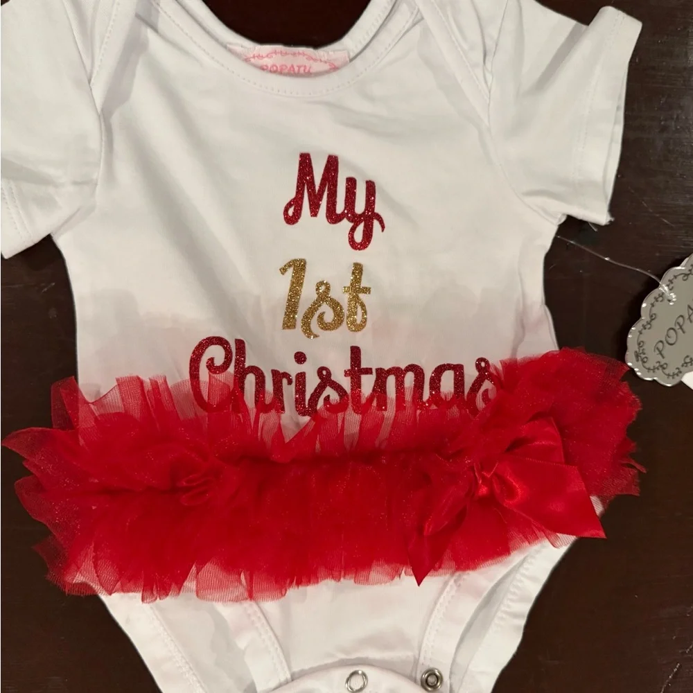 Popatu My 1st Christmas Diaper Cover - Red and Gold